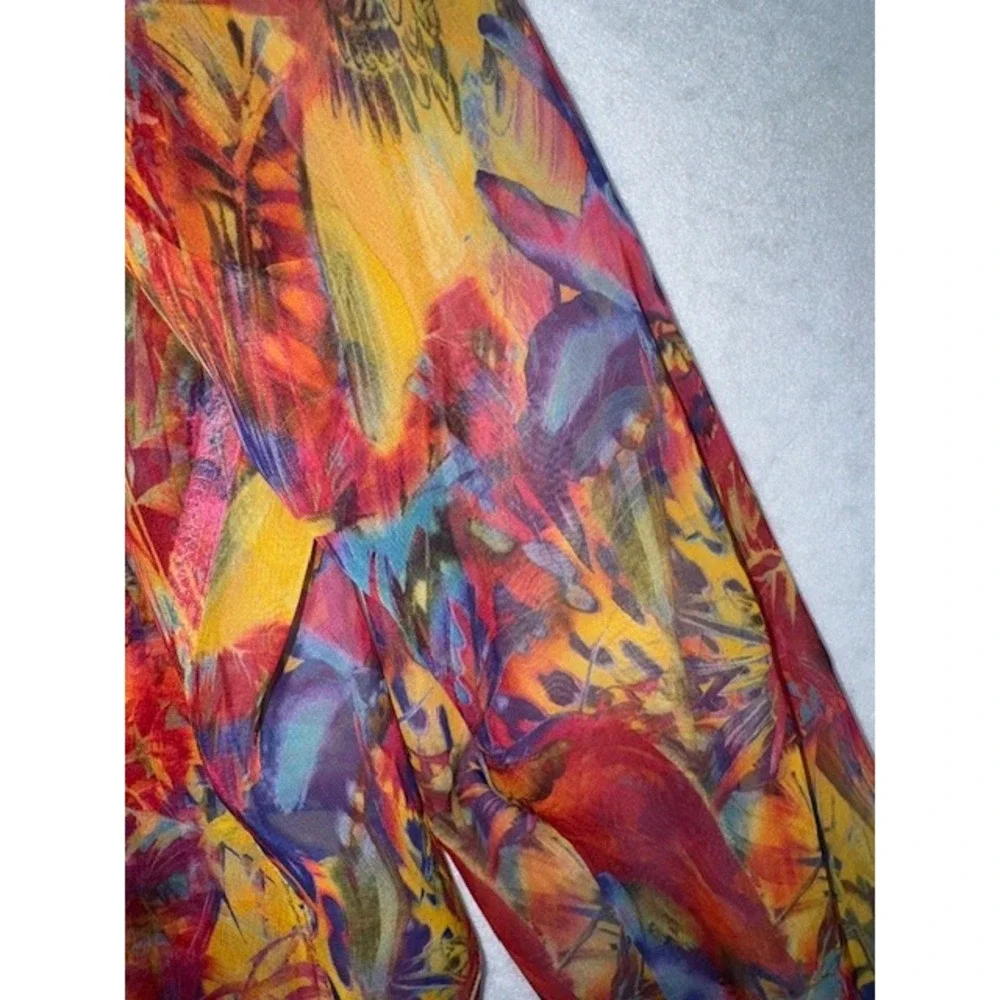 Cest Duo‎ 2pc Shell Sheer Shirt Jacket Artsy Parrot Tropical Island Beach LRG